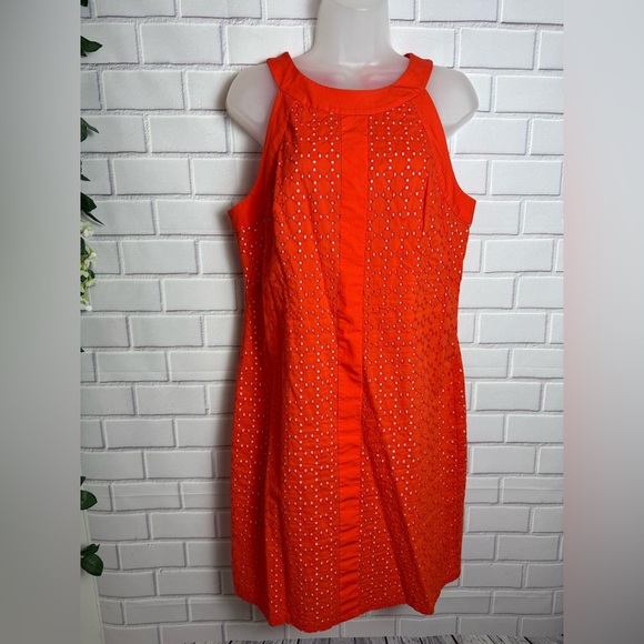 Muse Women's Eyelet Halter Dress Vibrant Orange/size 10 - Picture 2 of 12